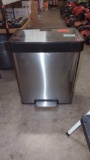 EKO RECYCLING BIN, STAINLESS STEEL WITH A PUSH PEDAL LIFT TOP LID, PEDAL DON'T WORK, 18 IN X 12 IN X