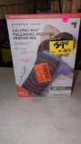 SHARPER IMAGE CALMING HEAT MASSAGING WEIGHTED HEATING PAD 9 SETTINGS 3 HEAT, 6 MASSAGE, IN THE