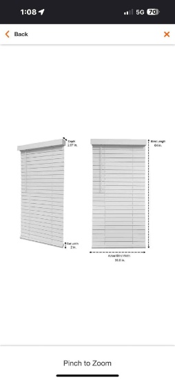 Home Decorators Collections 2 Inch Cordless Faux Wood Blind - White - 36 x 64 2 Packs per box, new