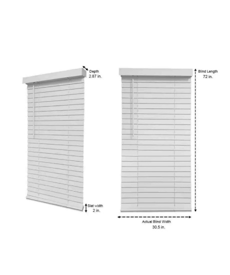 Home Decorators Collections 2 Inch Cordless Faux Wood Blind - White - 31 x 72 2 Packs per box, new