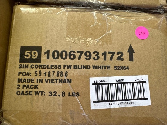Home Decorators Collections 2 Inch Cordless Faux Wood Blind - White - 52 x 64 2 Packs per box, new