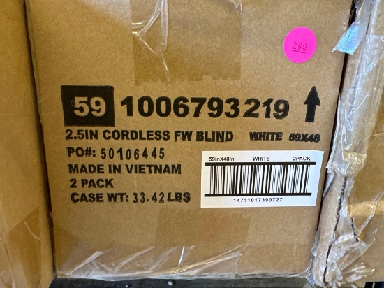 Home Decorators Collections 2.5 Inch Cordless Faux Wood Blind - White - 59 x 48 2 Packs per box, new