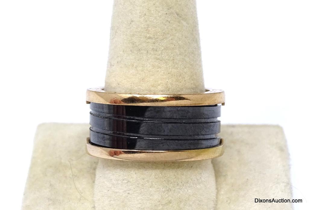 BVLGARI B.zero1 18kt rose gold and ceramic ring【関/送込】 Bvlgari B.Zero1 Diamond Black Ceramic Four Band Ring 18K