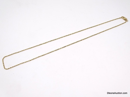14K YELLOW GOLD ROPE TWIST NECKLACE WITH LARGE LOBSTER CLASP. MARKED "585" ON THE CLASP. IT MEASURES