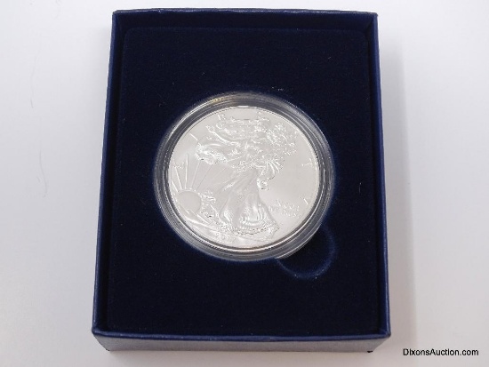 2012 UNCIRCULATED AMERICAN EAGLE 1-OZ. SILVER COIN WITH BOX & PAPERWORK.