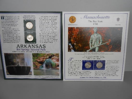 STATE QUARTERS - ARKANSAS(2) AND MASSACHUSETTS(2) ALL ITEMS ARE SOLD AS IS, WHERE IS, WITH NO