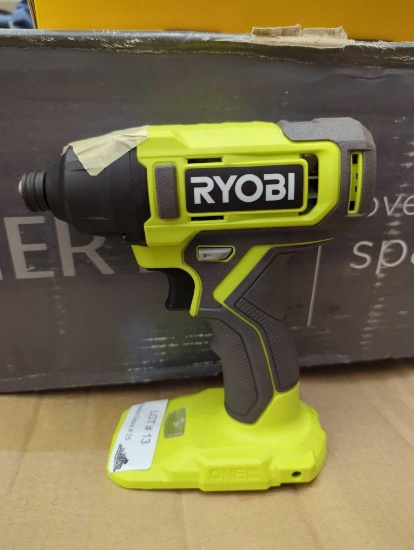 RYOBI 18V CORDLESS IMPACT DRIVER TOOL ONLY APPEARS TO BE USED RETAIL PRICE VALUE $100.00, NO BATTERY