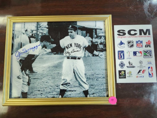 Joe DiMaggio & Yogi Berra signed 8 x 10 framed photo