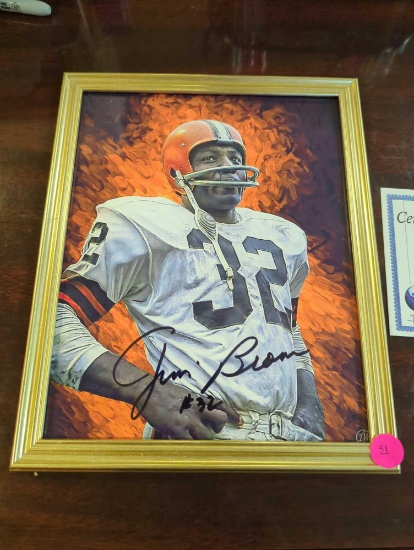 Jim Brown signed 8 x 10 framed photo.