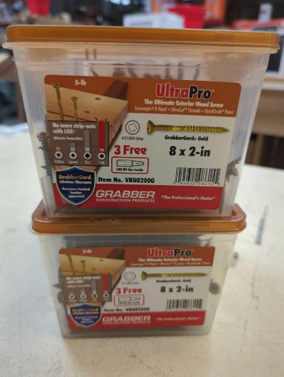 Lot of 2 Grabber #8 2-1/2 in. Gold Philips Bugle-Head Wood Deck Screws. Comes in opened bins. Both