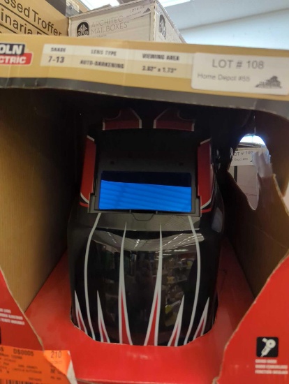 LINCOLN ELECTRIC AUTO DARKENING WELDING HELMET WITH VARIABLE SHADE LENSES NO. 7-13 (1.73 X 3.82 IN