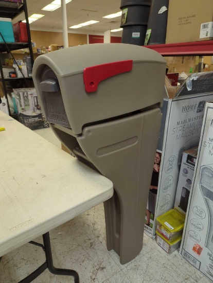 Step2 Tan/Gray Mail Master Streamline Mocha OverPost Mounted Plastic Mailbox. Appears to be used