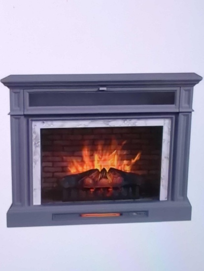 HOME DECORATORS COLLECTION KEIGHLEY 52 INCH FREESTANDING FAUX MARBLE SURROUND ELECTRIC FIREPLACE TV