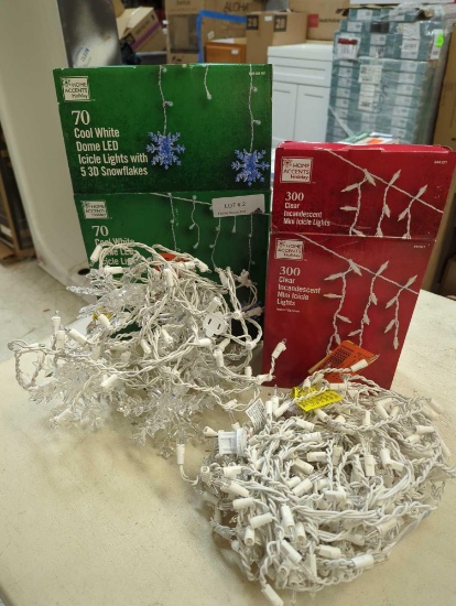 Lot of 2 Items including: -Home Accents Holiday 300L Clear Christmas Mini Icicle Lights. Comes in
