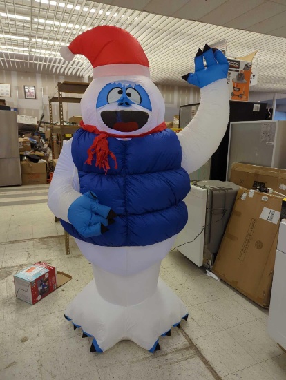 GEMMY 6.5 FT X 3.8 FT AIR BLOWN BUMBLE IN BLUE PUFFER VEST CHRISTMAS INFLATABLE WITH LED LIGHT,
