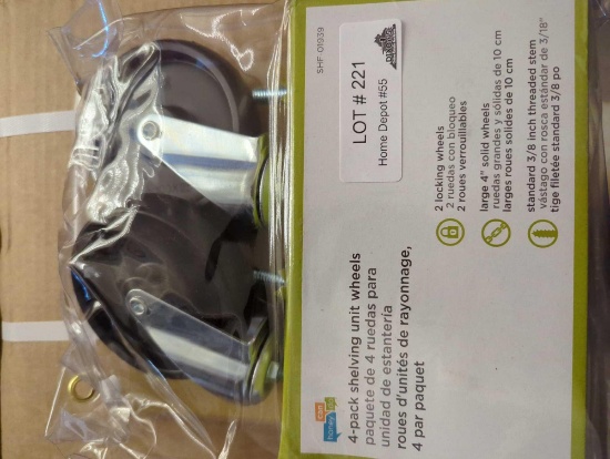 HONEY CAN DO 4 INCH CASTER ROLLER WHEELS FOR HCD SHELVING UNIT, SET FOR FOUR, APPEARS TO BE NEW IN