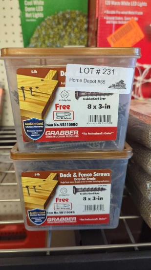 2 BOXES OF 8X3" GRABBERGARD GRAY SCREWS, VB1100RG, EXTERIOR SCREWS, BOTH PACKS ARE OPEN, 54.37 per