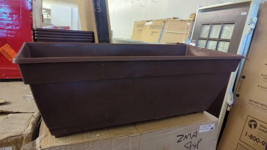 SET OF 7 Southern Patio Newbury 27" Dia. Cocoa Plastic Deck Box Planter, MSRP 15.97