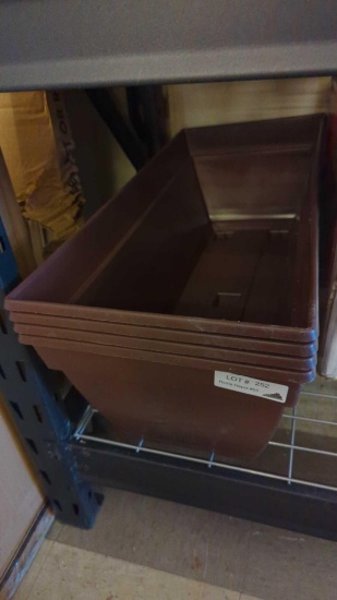 SET OF 4 Southern Patio Newbury 27" Dia. Cocoa Plastic Deck Box Planter, MSRP 15.97