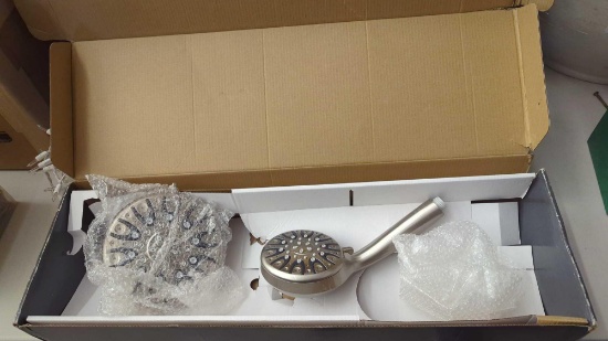 GLACIER BAY HANDHELD SHOWER AND SHOWER HEAD WALL BAR COMBO, 1003610-316, OPEN BOX, MISSING THE