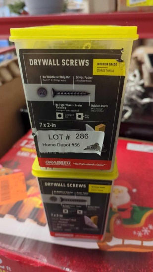 TWO BOXES OF GRABBER DRYWALL SCREWS 7X2 INCH, OPEN BOX, MSRP 33.68 PER BOX