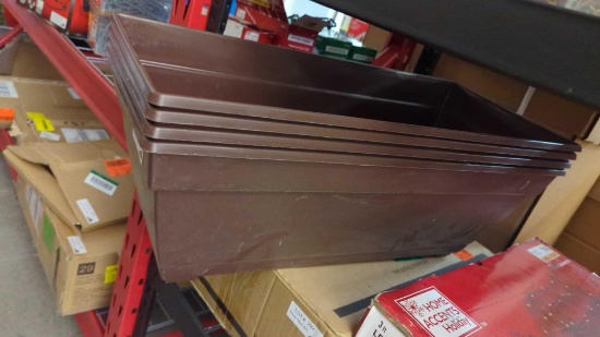 SET OF 4 Southern Patio NEWbury 27" Dia. Cocoa Plastic Deck Box Planter, MSRP 15.97