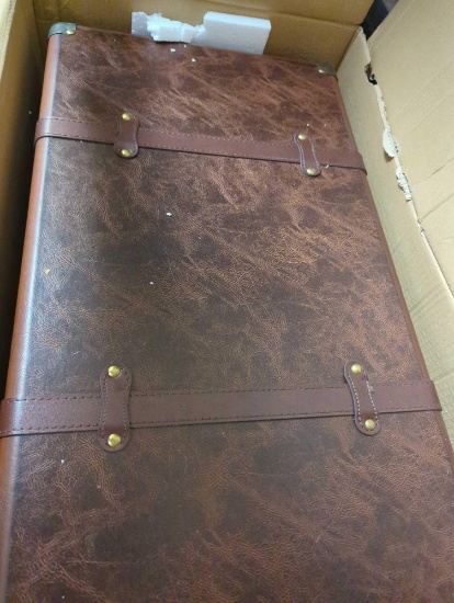 Litton Lane (Brand Rating: 4.3/5) Brown Leather Traditional Trunk (Set of 3). Appears to be new.
