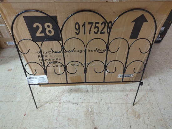 Lot of 20 Vigoro Chelsea 16 in. H x 18 in. W Black Garden Fence. Appears to be new. Comes in opened