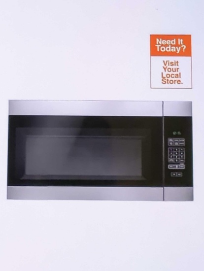 AMANA 1.6 CU FT OVER THE RANGE MICROWAVE IN STAINLESS STEEL, APPEARS TO BE NEW IN OPEN BOX, RETAIL