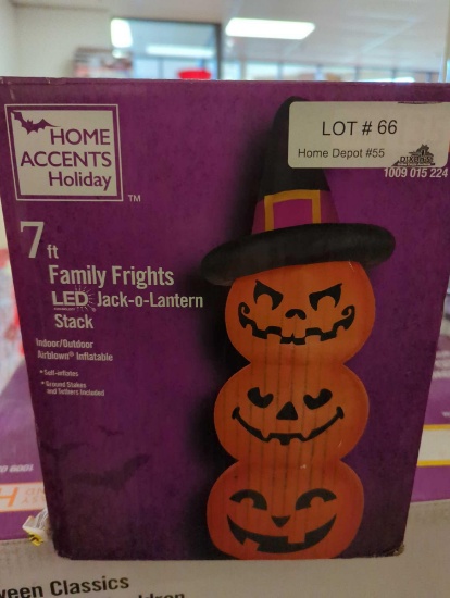 HOME ACCIDENT HOLIDAY 7-FT FAMILY FRIGHTS LED JACK-O LANTERN STACK, APPEARS TO BE NEW IN BOX, RETAIL