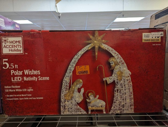 Home Accents Holiday 66 in. Warm White LED Super Bright Nativity Set Holiday Yard Decoration Appears