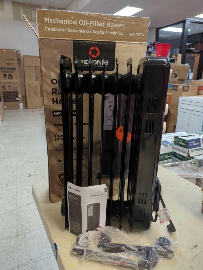 Pelonis 1,500-Watt Oil-Filled Radiant Electric Space Heater with Thermostat. Comes in opened box as