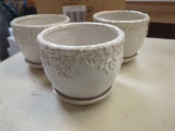 Lot of 3 Generic Garden & Home Cream 9 Inch Indoor Ceramic Plant Pot with an Attached Saucer and