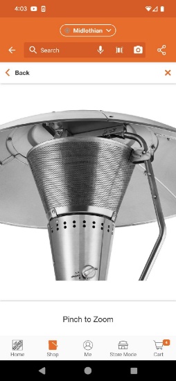 Hampton Bay 38'200 BTU Heat Focus Swivel Stainless Steel Patio Heater Appears to be New in the Box