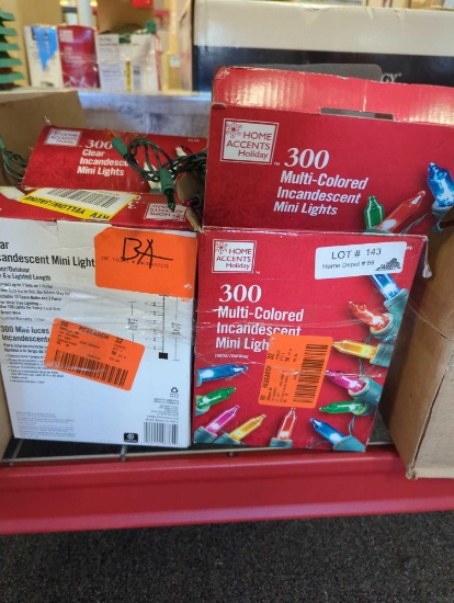 LOT OF 6 BOXES OF HOME ACCENTS HOLIDAY CHRISTMAS LIGHTS, AN ASSORTMENT OF COLORS AND STYLES.
