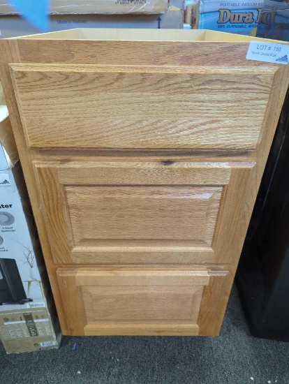 Hampton Bay Hampton 18 in. W x 24 in. D x 34.5 in. H Assembled Drawer Base Kitchen Cabinet in Medium