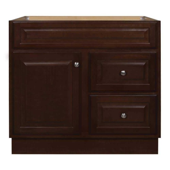 Glacier Bay Hampton 36 in. W x 21 in. D x 33.5 in. H Bath Vanity Cabinet without Top in Cognac?,