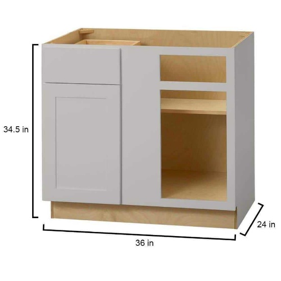 Hampton Bay Avondale 36 in. W x 24 in. D x 34.5 in. H Ready to Assemble Plywood Shaker Blind Corner
