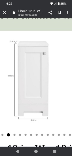 GLACIER BAY SHAILA 12 INCH FLOOR HUTCH, 12 IN X 13 IN X 30.8 IN, APPEARS TO BE NEW IN FACTORY BANDED