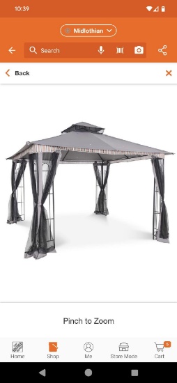 Joyside 13 ft. x 11 ft. Gray Steel Outdoor Patio Gazebo with Mosquito Netting Appears to be New with