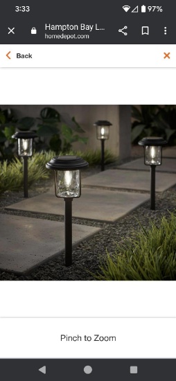 ?Hampton Bay Laurelview 14 Lumens Black Vintage Bulb LED Weather Resistant Outdoor Solar Path Light