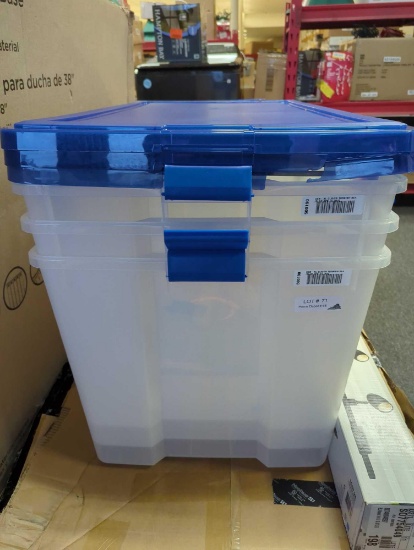 IRIS WeatherPro Clear Plastic Storage Box with Blue Lid (3-Pack)?, Appears to be New But has some