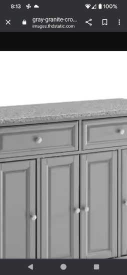 CROSLEY FURNITURE, GRANITE TOP ONLY, (BROKEN IN THE MIDDLE) SOLID GREY GRANITE TOP, MODEL CF0301-GG,