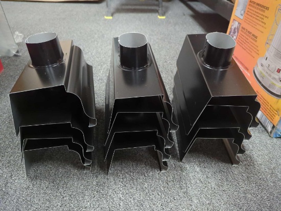 Lot of 12 Amerimax 5-in x 5.5-in Black K Style Gutter End with Drop. Comes in open box as is shown