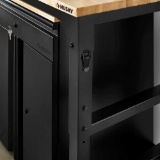 Husky 6 ft. Adjustable Height Solid Wood Top Workbench in Black for Heavy Duty Welded Steel Garage