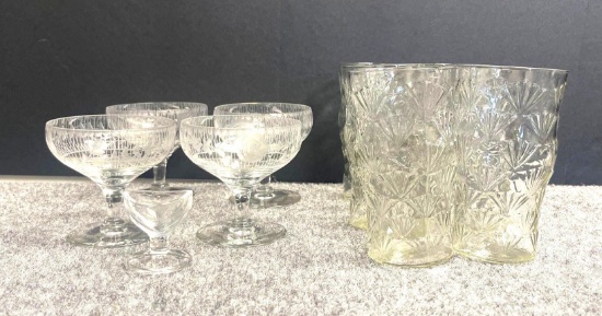 Variety Acid Etched Depression Glassware - FREE STS