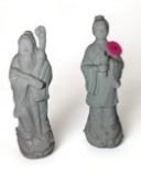 (LR)SET OF 2 CERAMIC WHITE CHINESE FIGURES, THE TALLEST IS 5 7/8
