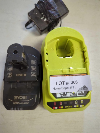 Ryobi One+ 18v Lithium Ion 2.0ah Battery and Charger Kit, Appears to be Used Out of the Box, Tested