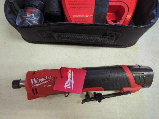 Milwaukee M12 FUEL 12V Lithium-Ion Brushless Cordless 1/4 in Straight Die Grinder Kit w/(2) 2.0Ah