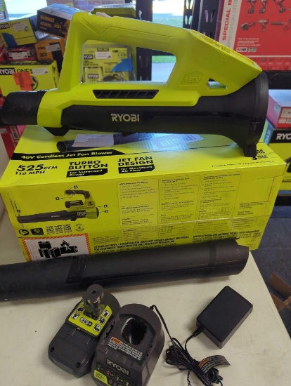 RYOBI ONE+ 18V 90 MPH 200 CFM Cordless Battery Leaf Blower/Sweeper with 2.0 Ah Battery and Charger,